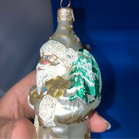 VTG Blown Glass SANTA Father Christmas Ornament CZECH REP St Nicholas gold White - Picture 9 of 11
